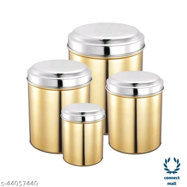 Amazing Jars & Containers - LXHXB: 13.5X16.5X13.5 cm, Gold Dust, Stainless Steel, Freezersafe, Pack of 4